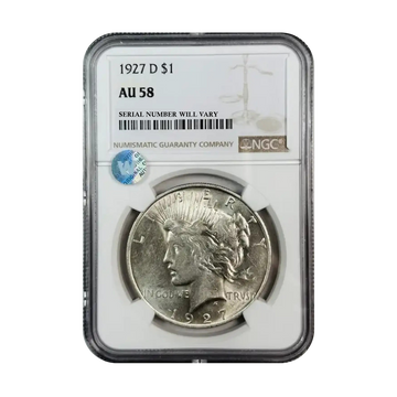 1927-D Peace Dollar Denver - NGC AU58 Sight White