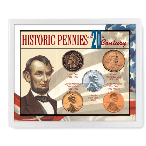 Historic Pennies of the 20th Century - 5 Piece Set - CoinsTV