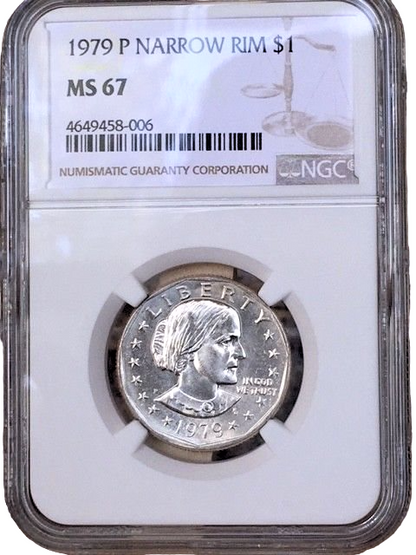 1979 P Susan B Anthony Dollar - Narrow Rim - NGC MS67