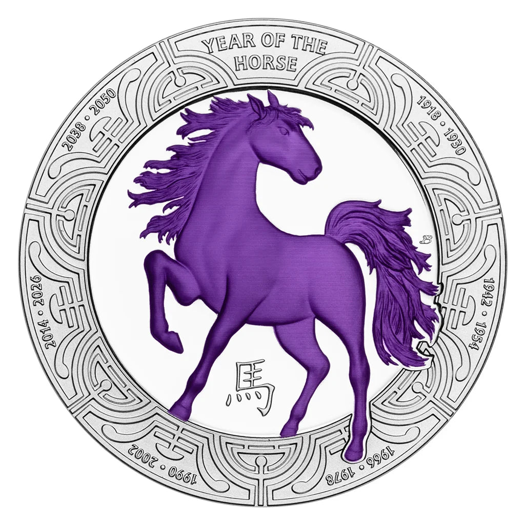 2026 Niue Year of the Horse with Metallic Color 1 oz Silver Coin