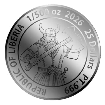 2026 Liberia Viking Tomahawk 1/500 oz Platinum in Card