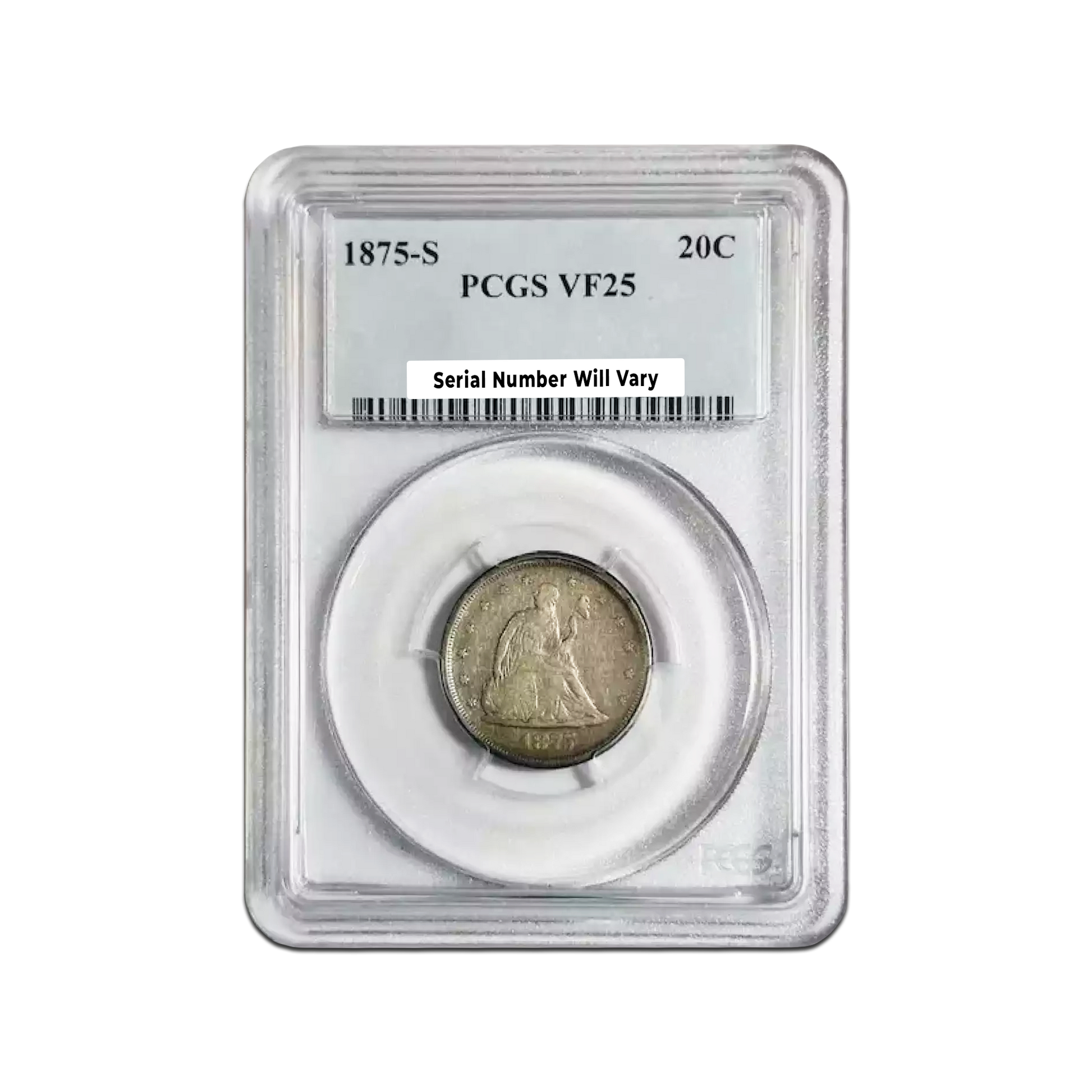 1875-S Seated Liberty 20 Cent Silver San Francisco - PCGS VF25 - CoinsTV