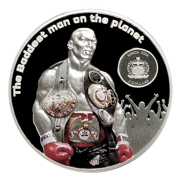 2024 Samoa Mike Tyson HR Colorized 1 oz Silver Coin - CoinsTV