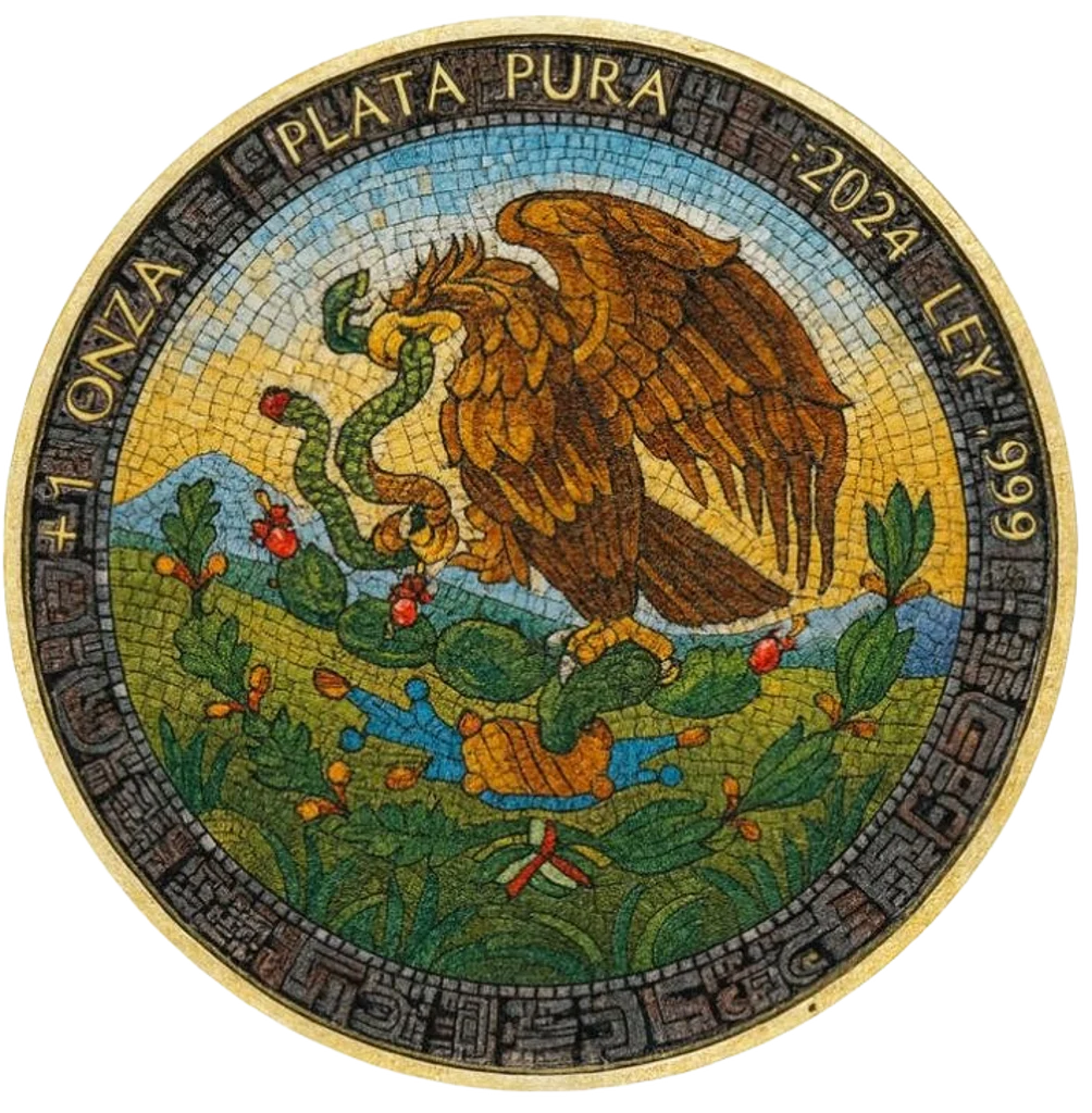 2024 Mexico Libertad Mosaic Eagle & Snake Edition 1 oz Silver Coin