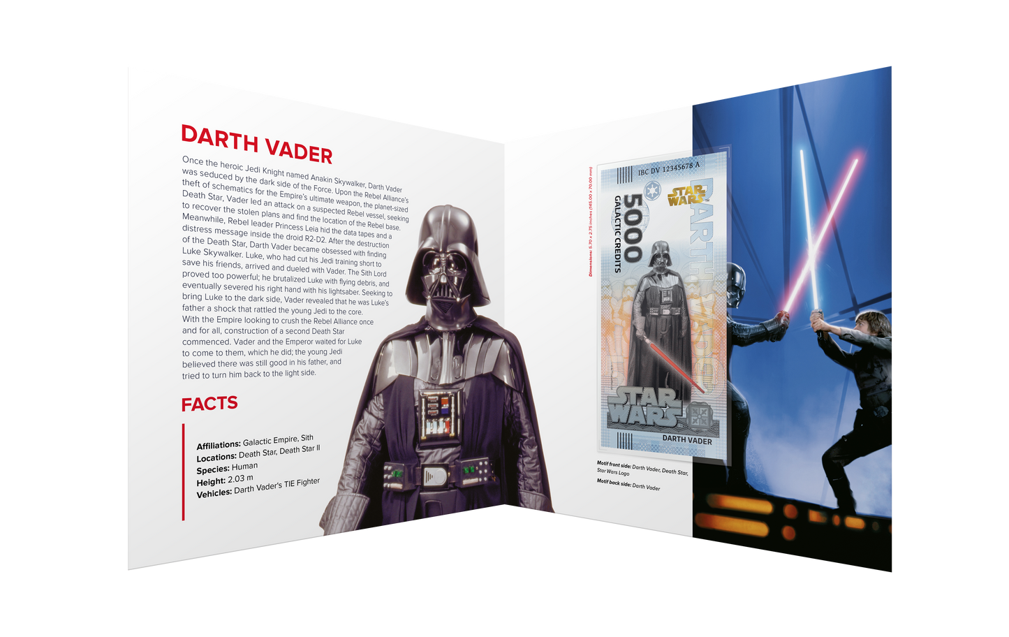 Star Wars Darth Vader Bank Note in Folder - CoinsTV