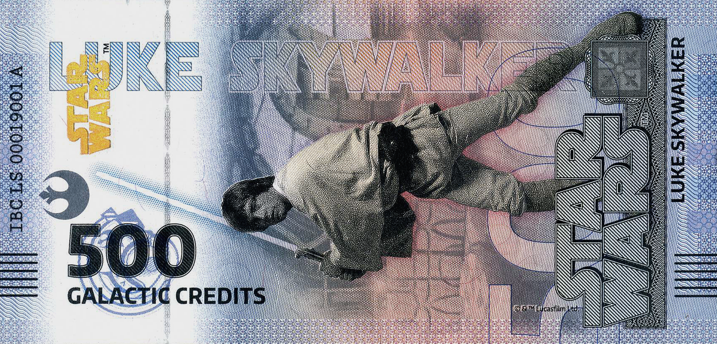 Star Wars Luke Skywalker Bank Note in Folder - CoinsTV