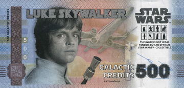 Star Wars Luke Skywalker Bank Note in Folder - CoinsTV