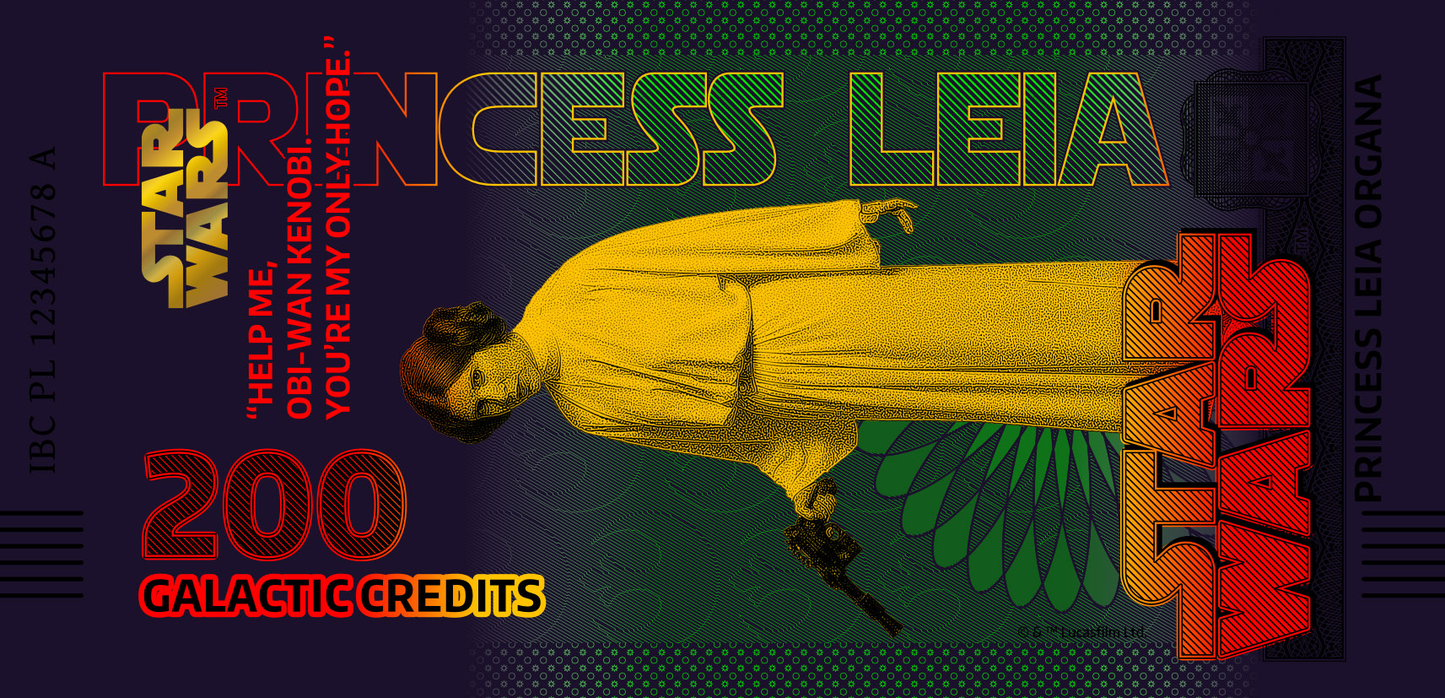 Star Wars Princess Leia Bank Note in Folder - CoinsTV