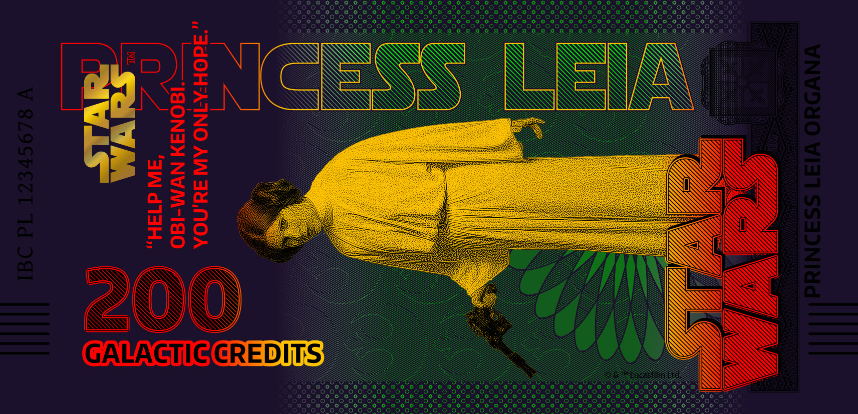 Star Wars Princess Leia Bank Note in Folder - CoinsTV