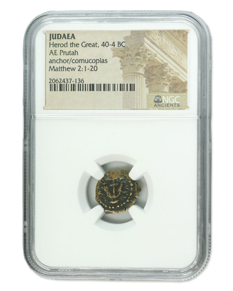 Judaea AE Herod 1st (40-4 BC) Prutah NGC(HG) - CoinsTV