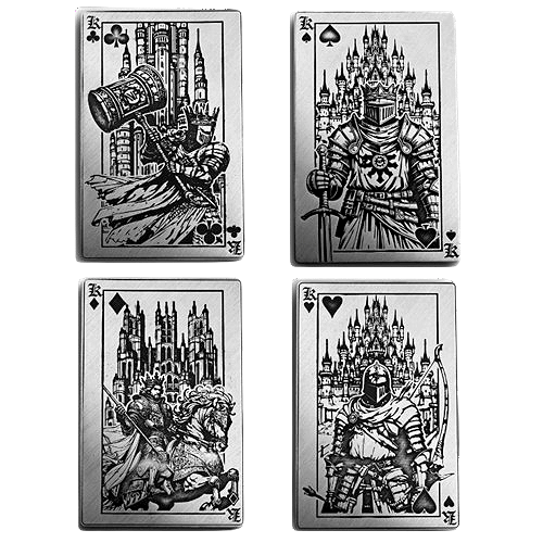 Renaissance Deck of Cards - Kings 4 x 1 oz Silver Card Bar Set - CoinsTV