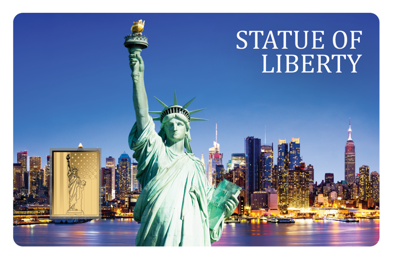 Statue of Liberty 1/1000 oz Gold Medal in Card