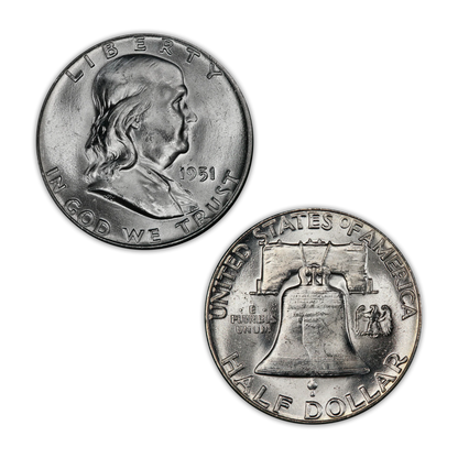 1951 Franklin 90% Silver Half Dollar Philadelphia - Uncirculated