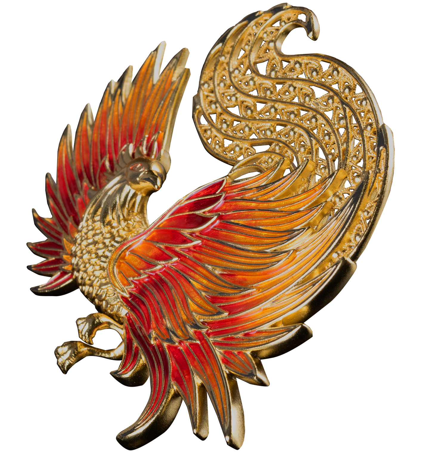 2025 Samoa Filigree Shaped Phoenix 2 oz Silver - 24k Gold Enhanced Coin - CoinsTV
