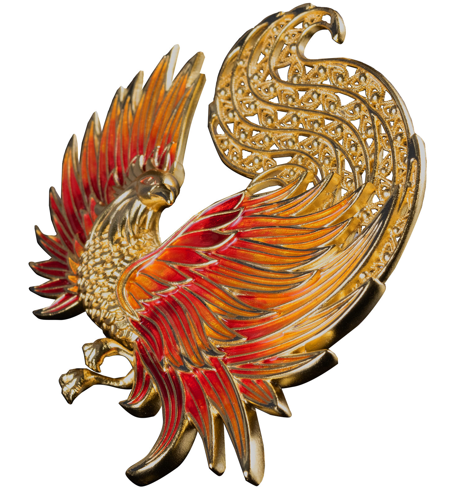2025 Samoa Filigree Shaped Phoenix 2 oz Silver - 24k Gold Enhanced Coin - CoinsTV