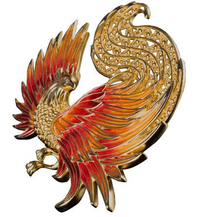 2025 Samoa Filigree Shaped Phoenix 2 oz Silver - 24k Gold Enhanced Coin - CoinsTV
