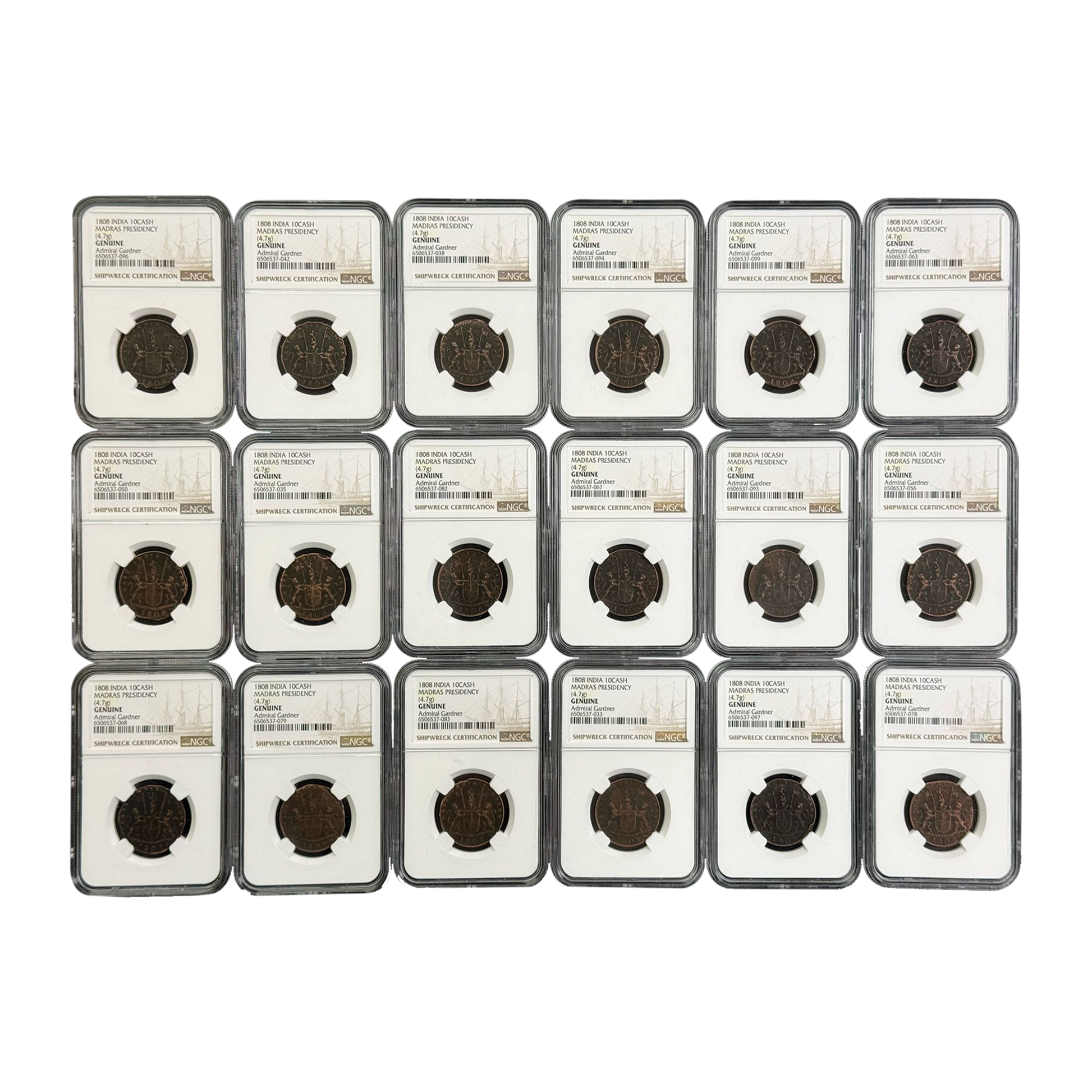 1808 Admiral Gardner Shipwreck Treasure 10 Cash Coin - NGC Certified - CoinsTV