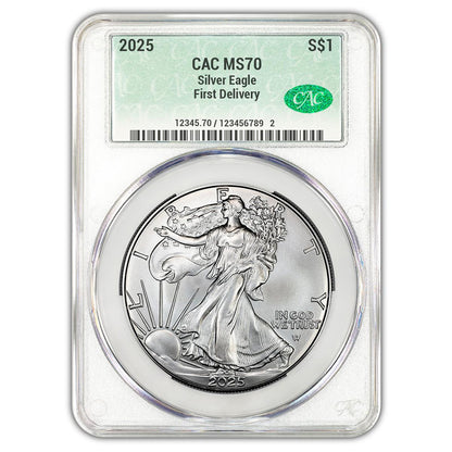 2025 $1 American Silver Eagle CAC MS70 First Delivery - CoinsTV