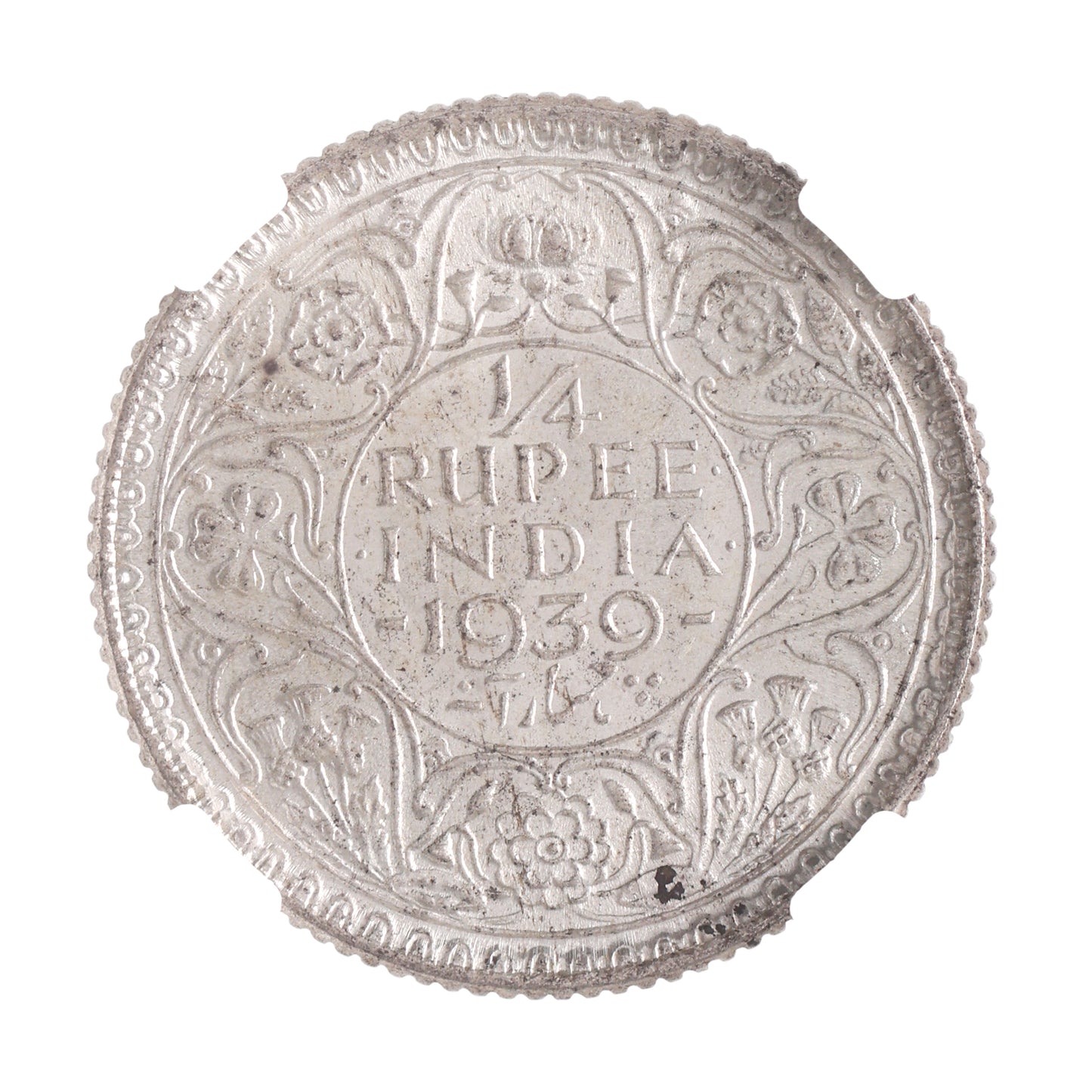 1939 India Silver 1/4 Rupee - Crowned King George VI - NGC Certified BU - CoinsTV