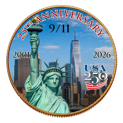 9/11 25th Anniversary Gold-Plated Colorized Half Dollar - CoinsTV