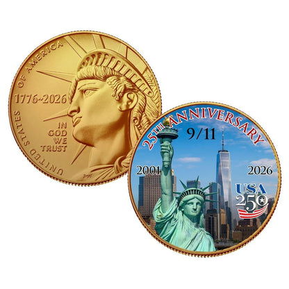 9/11 25th Anniversary Gold-Plated Colorized Half Dollar - CoinsTV