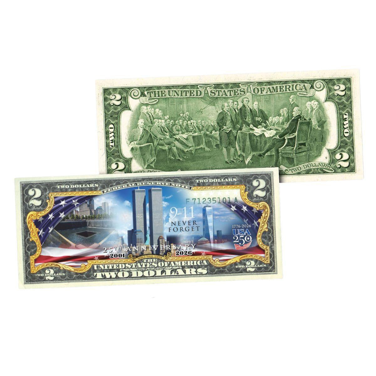 9/11 25th Anniversary “Never Forget” Colorized $2 Bill - CoinsTV