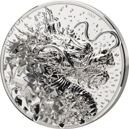 2024 Mongolia Silver Burst Dragon 500g Silver Coin