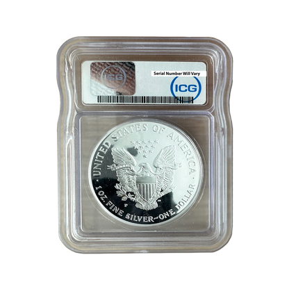 2000-P Silver Eagle - Austin Hutto Signature Label - ICG PR70 DCAM - CoinsTV