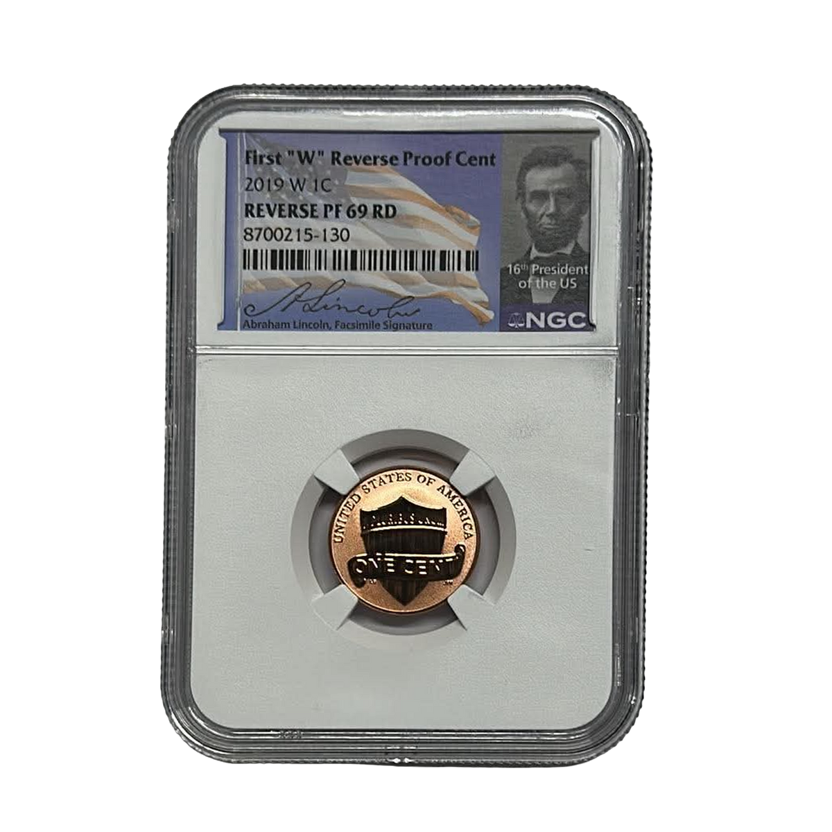 2019-W Lincoln Cent – First-Ever W Reverse Proof Cent – Lincoln Label – Reverse PF69 RD - CoinsTV