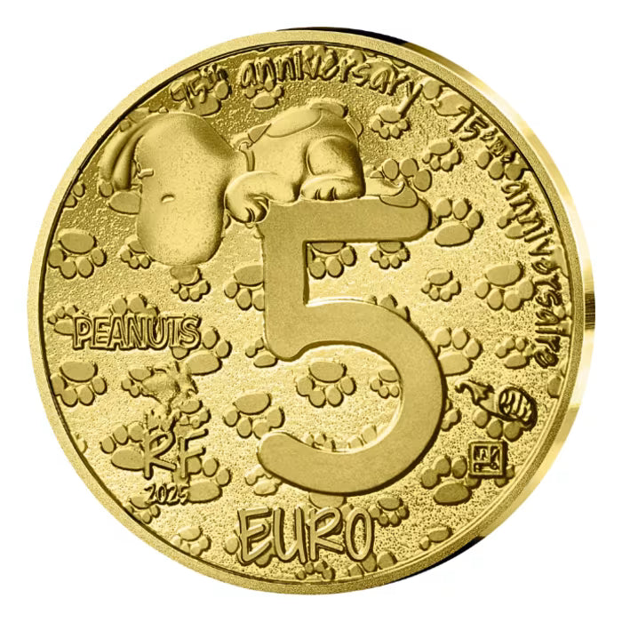 2025 France Peanuts Snoopy 75th Anniversary 0.5g Gold Coin