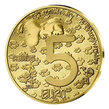 2025 France Peanuts Snoopy 75th Anniversary 0.5g Gold Coin