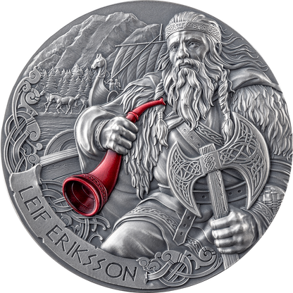 2025 Cameroon The Way to Valhalla Leif Eriksson 2 oz Silver Coin - CoinsTV