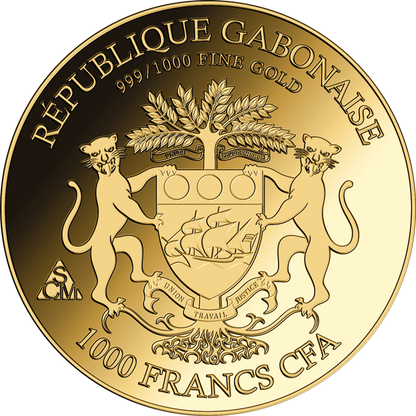 Gabon Bengal Tiger 1/1000 oz Gold Coin in Card