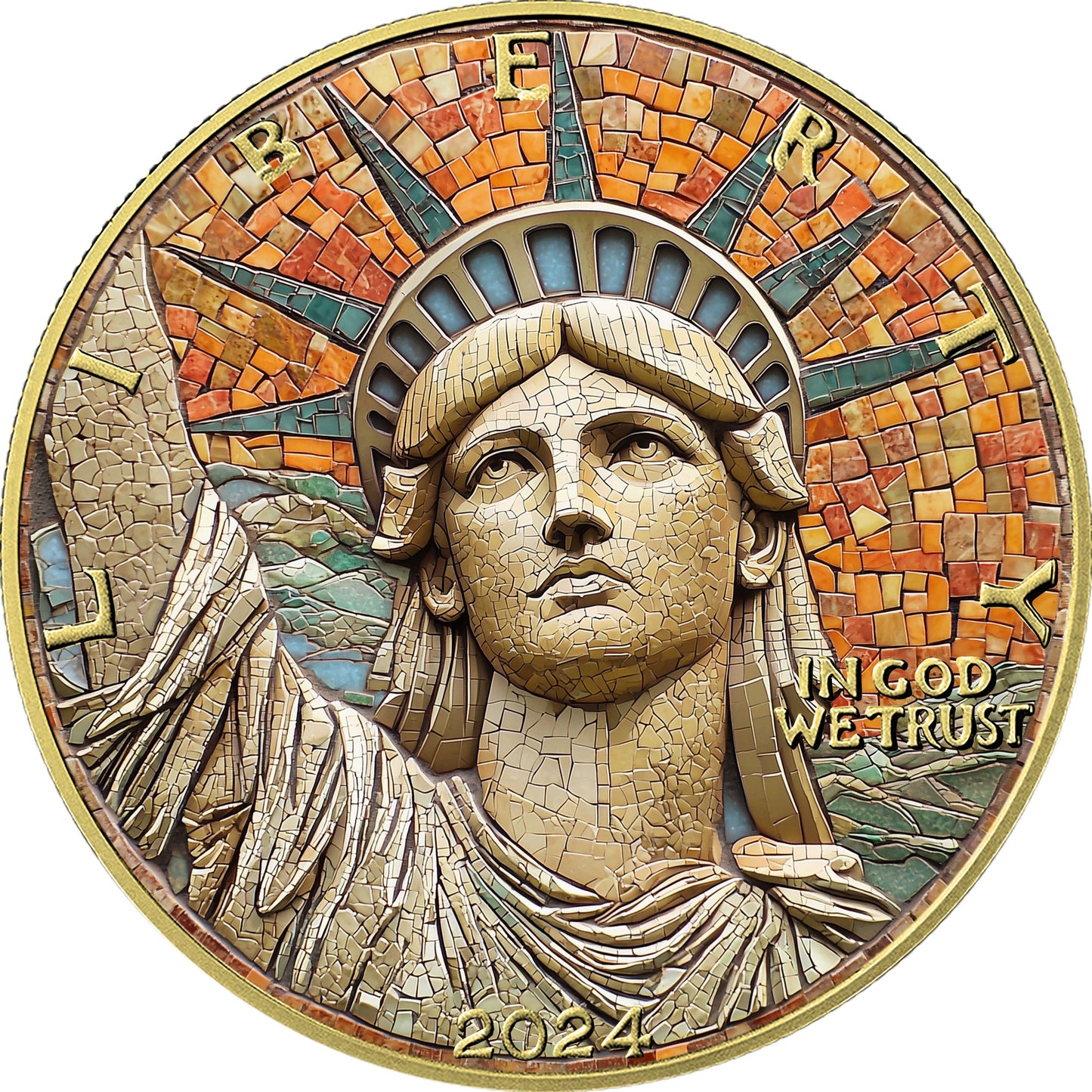2024 U.S. Eagle Mosaic Statue of Liberty Edition 1 oz Silver Coin
