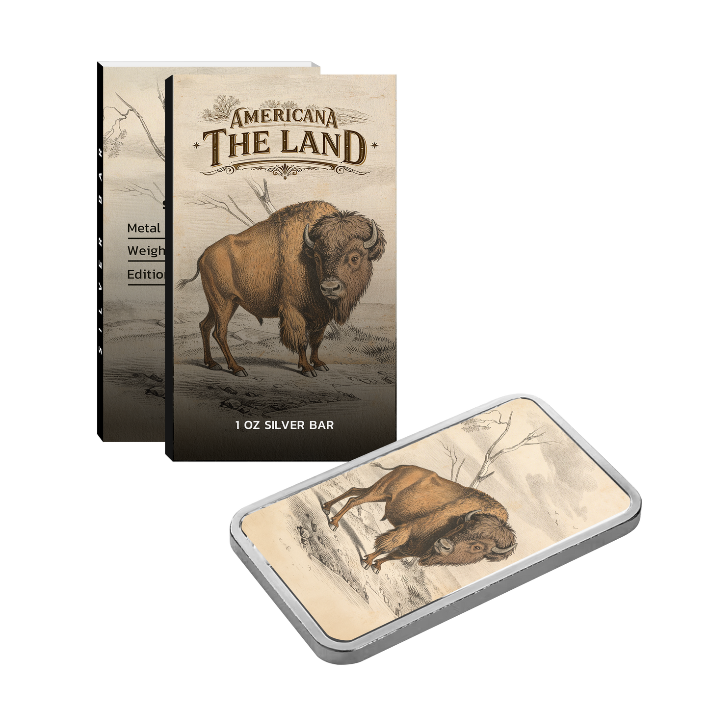 Americana 1 oz Silver Bar - The Land - CoinsTV