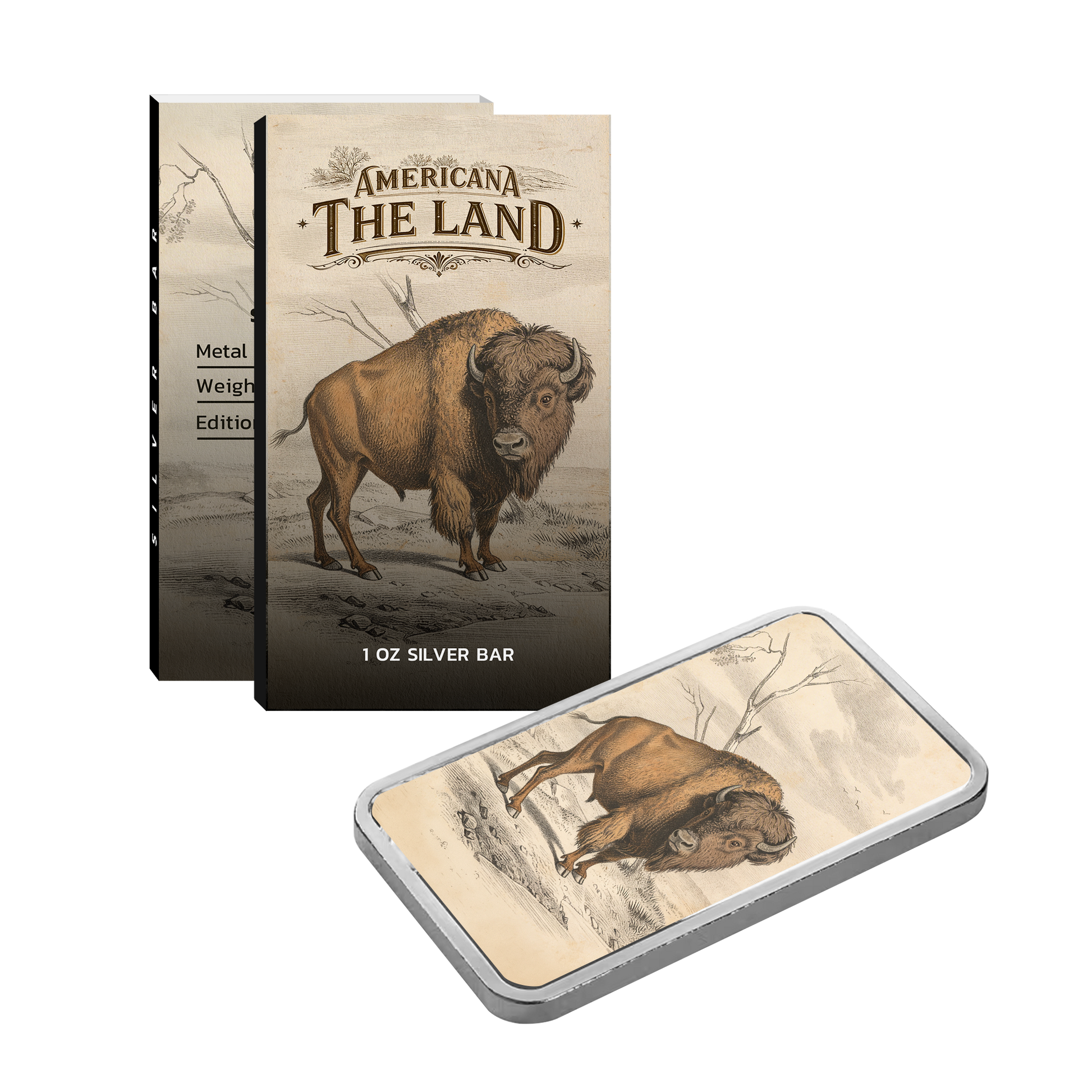 Americana 1 oz Silver Bar - The Land - CoinsTV