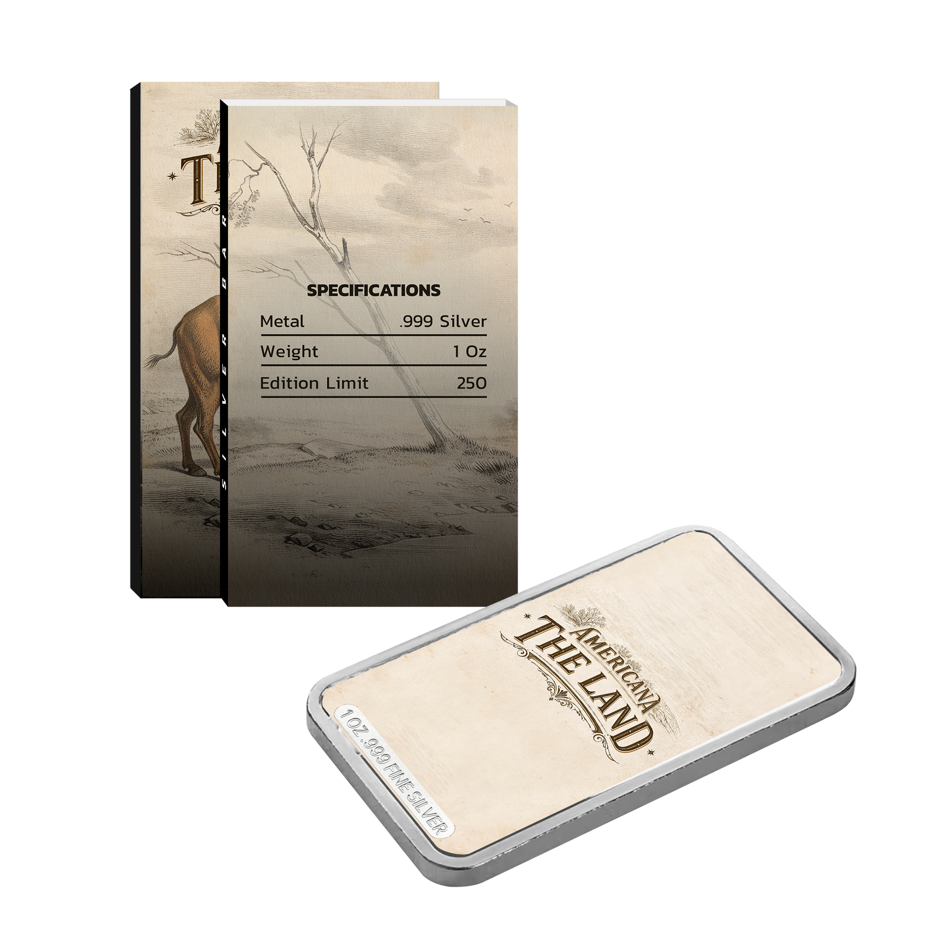 Americana 1 oz Silver Bar - The Land - CoinsTV