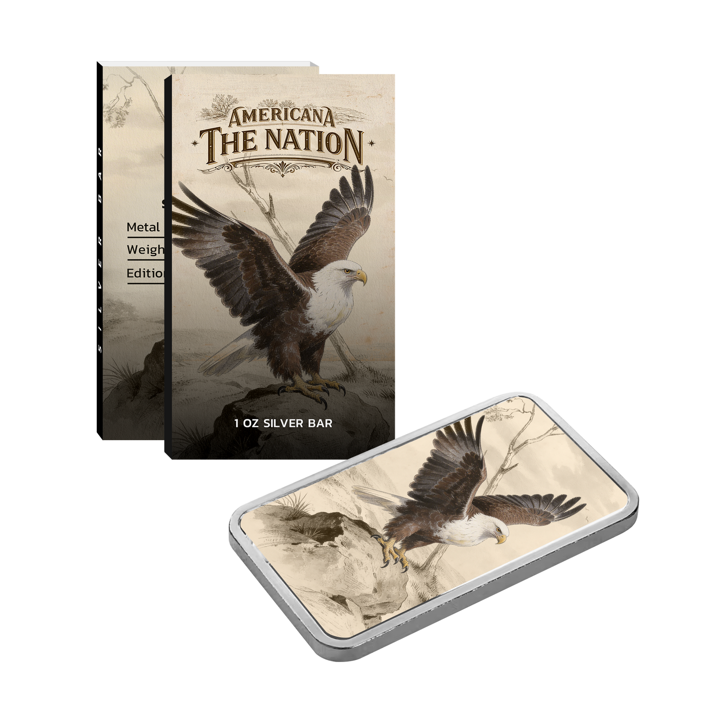 Americana 1 oz Silver Bar - The Nation - CoinsTV