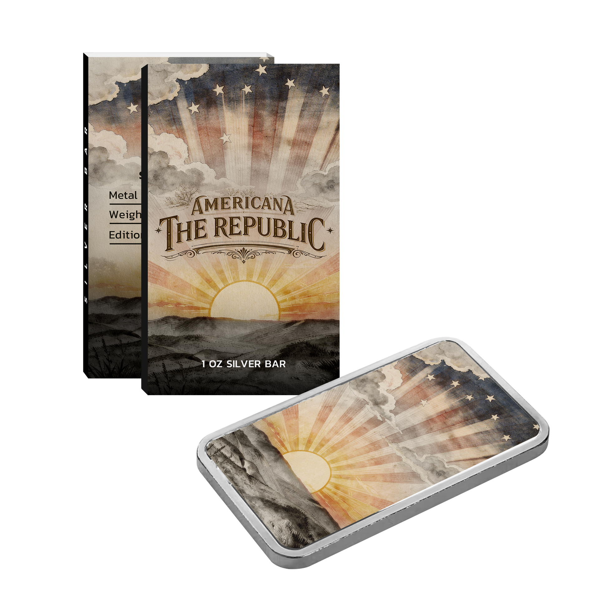 Americana 1 oz Silver Bar - The Republic - CoinsTV