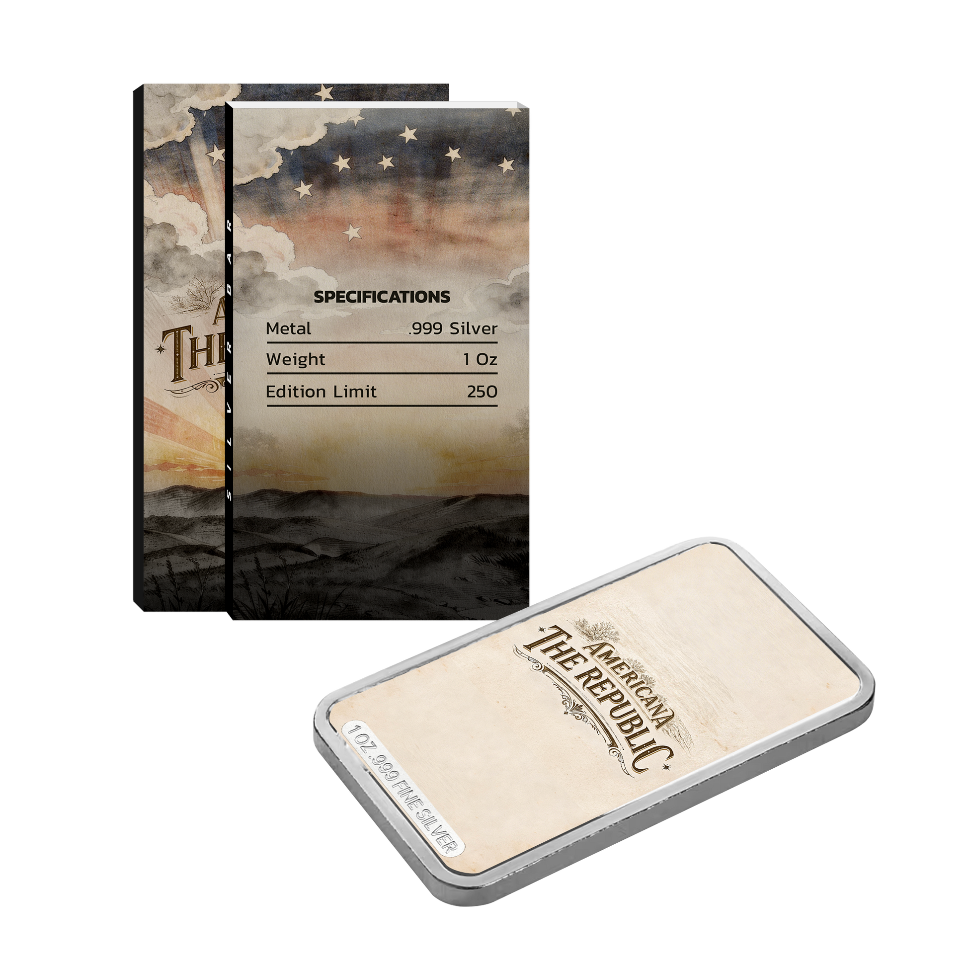 Americana 1 oz Silver Bar - The Republic - CoinsTV