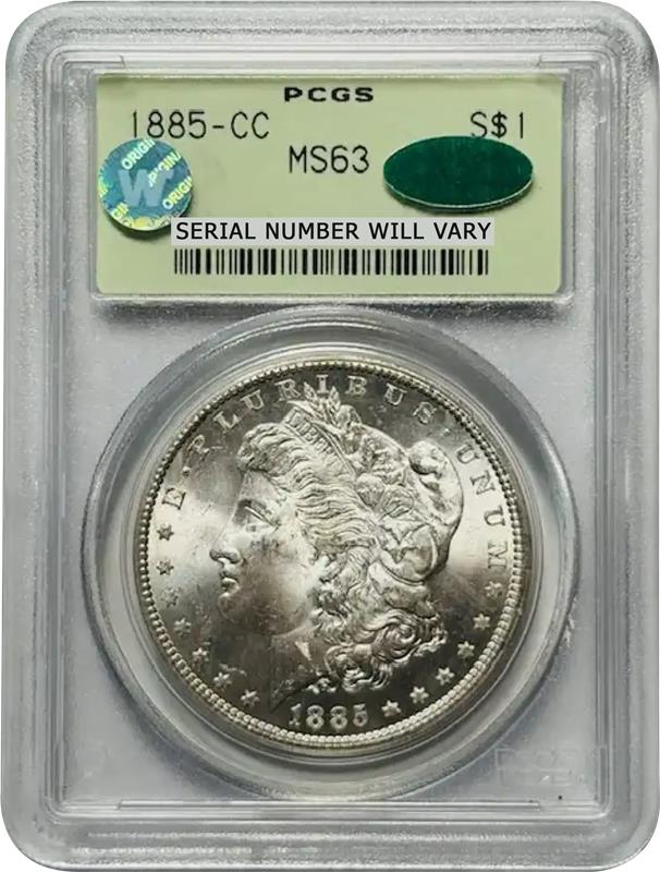 1885-CC Morgan Silver Dollar - PCGS MS63 OGH CAC Sight White - CoinsTV