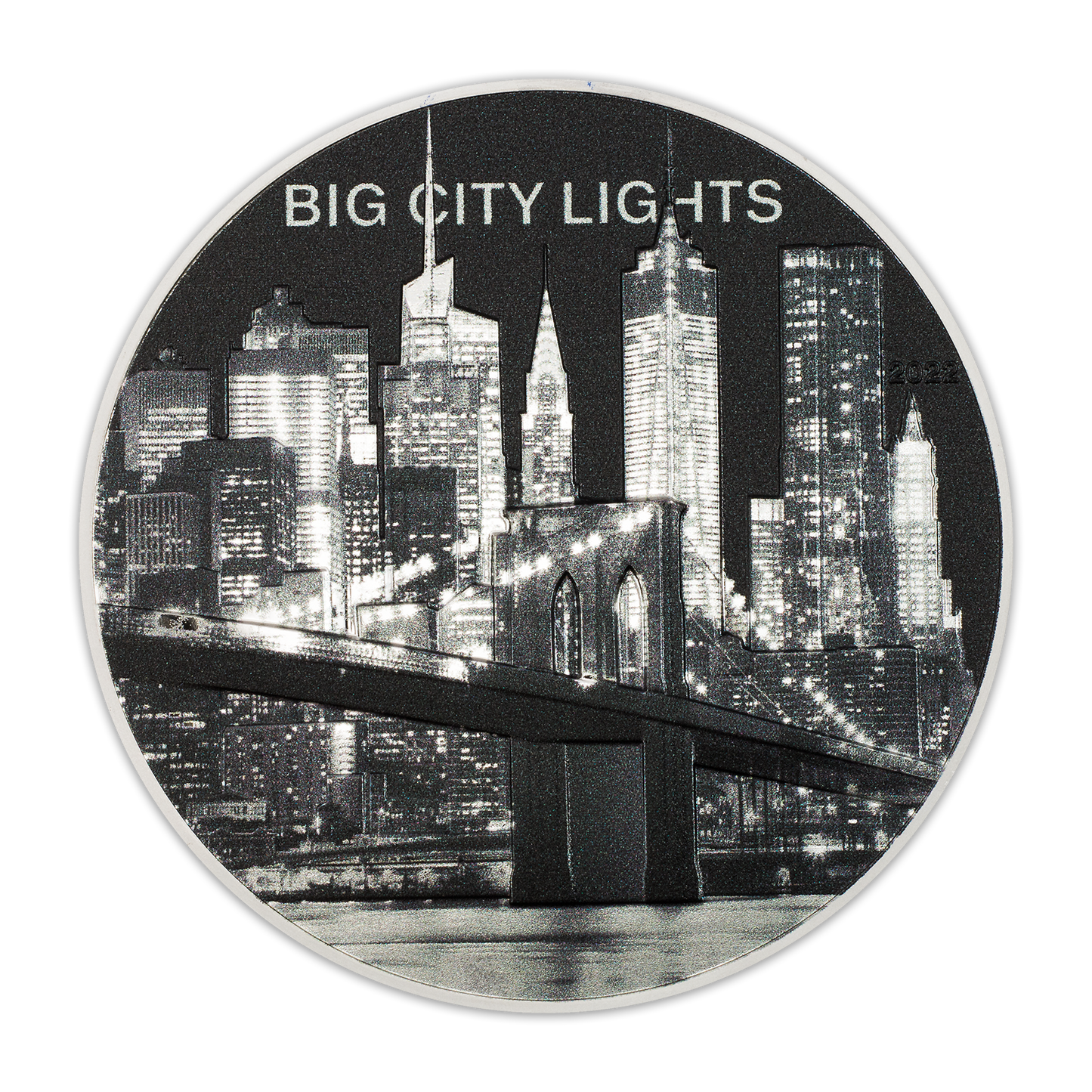 2022 Cook Islands Big City Lights NY 1 oz Silver - CoinsTV