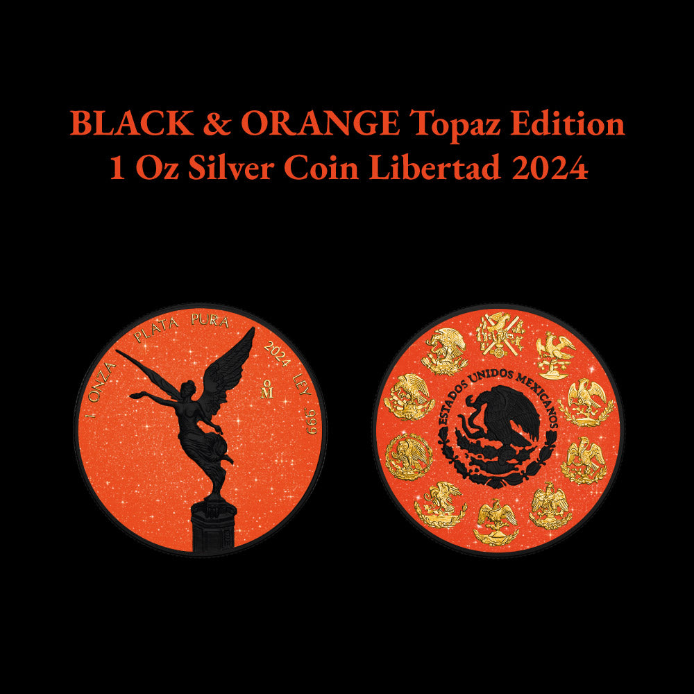 2024 Mexico Libertad Black & Orange Topaz Edition 1 oz Silver Coin