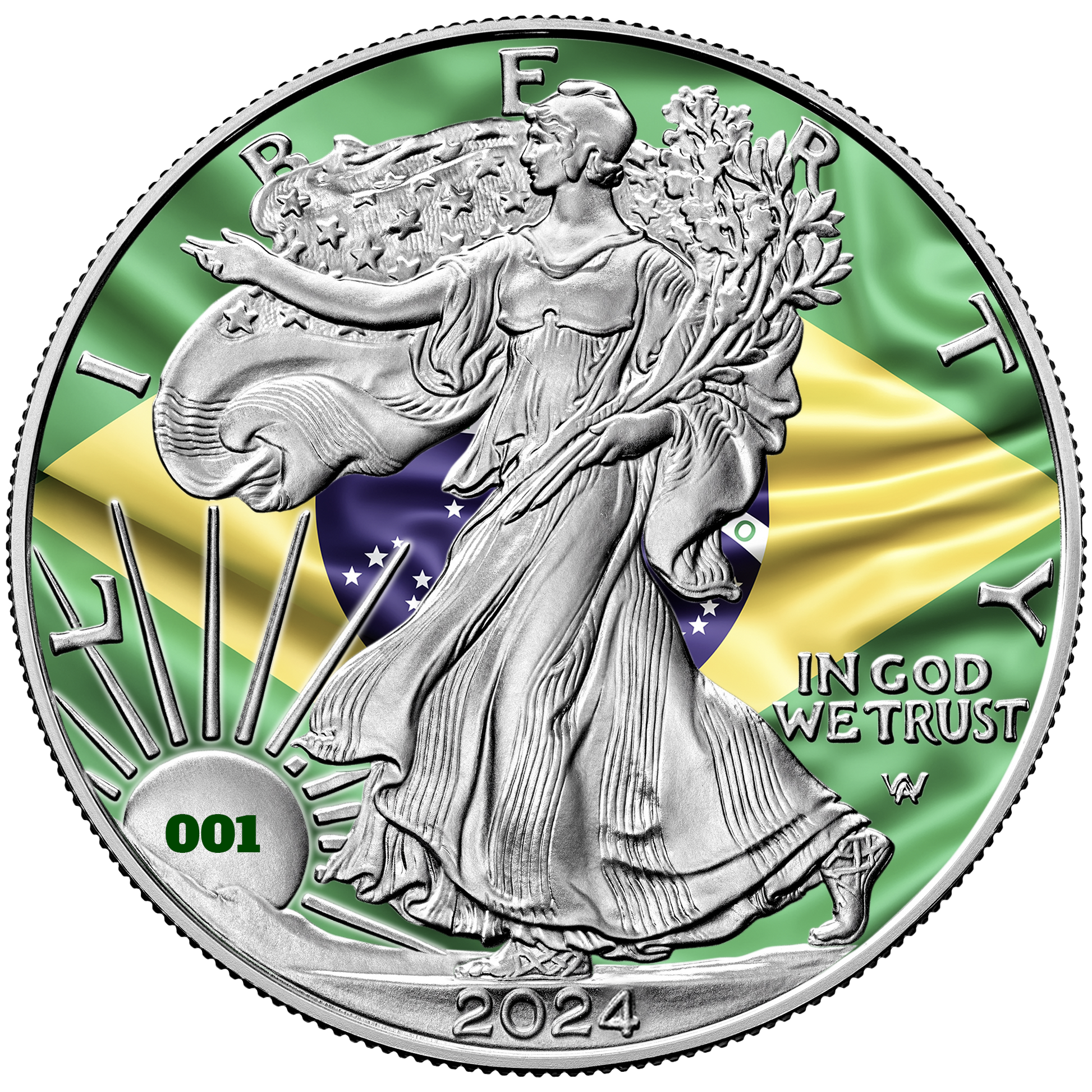 2024 Flags of the World Silver Eagle - Brazil - First Edition - CoinsTV