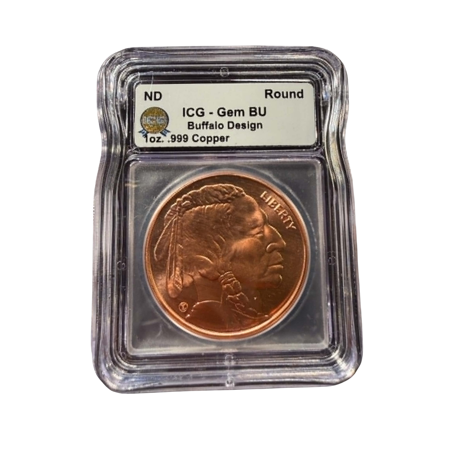 Historic Buffalo Tribute 1 oz Copper Round - ICG Gem BU