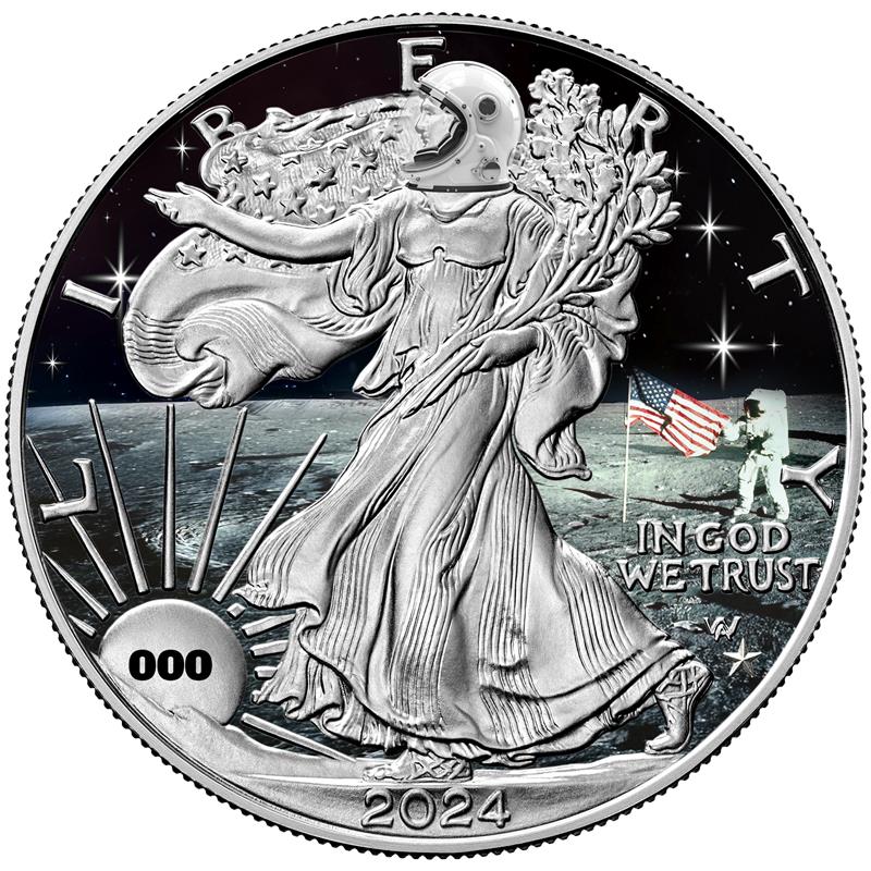 2024 Chromatics Moon Landing Silver Eagle Star Privy - CoinsTV