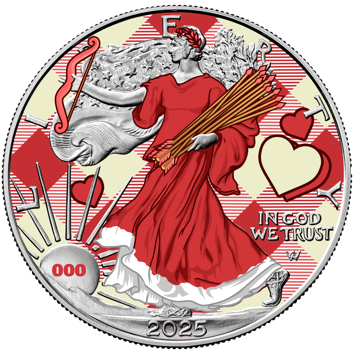 2025 Chromatics Shot Through the Heart Valentine Day Silver Eagle - CoinsTV