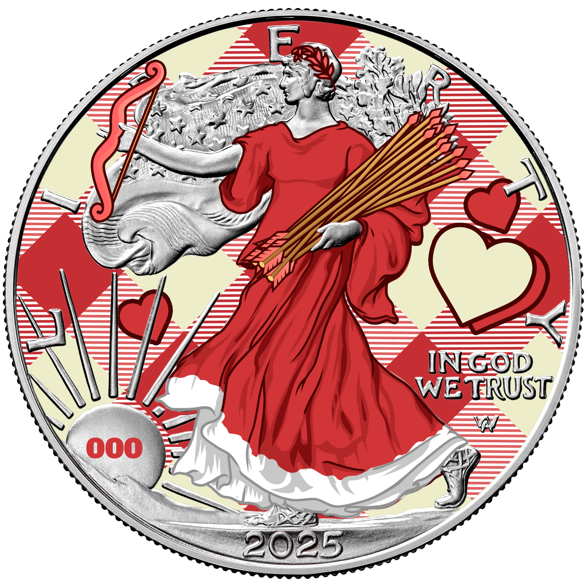 2025 Chromatics Shot Through the Heart Valentine Day Silver Eagle - CoinsTV