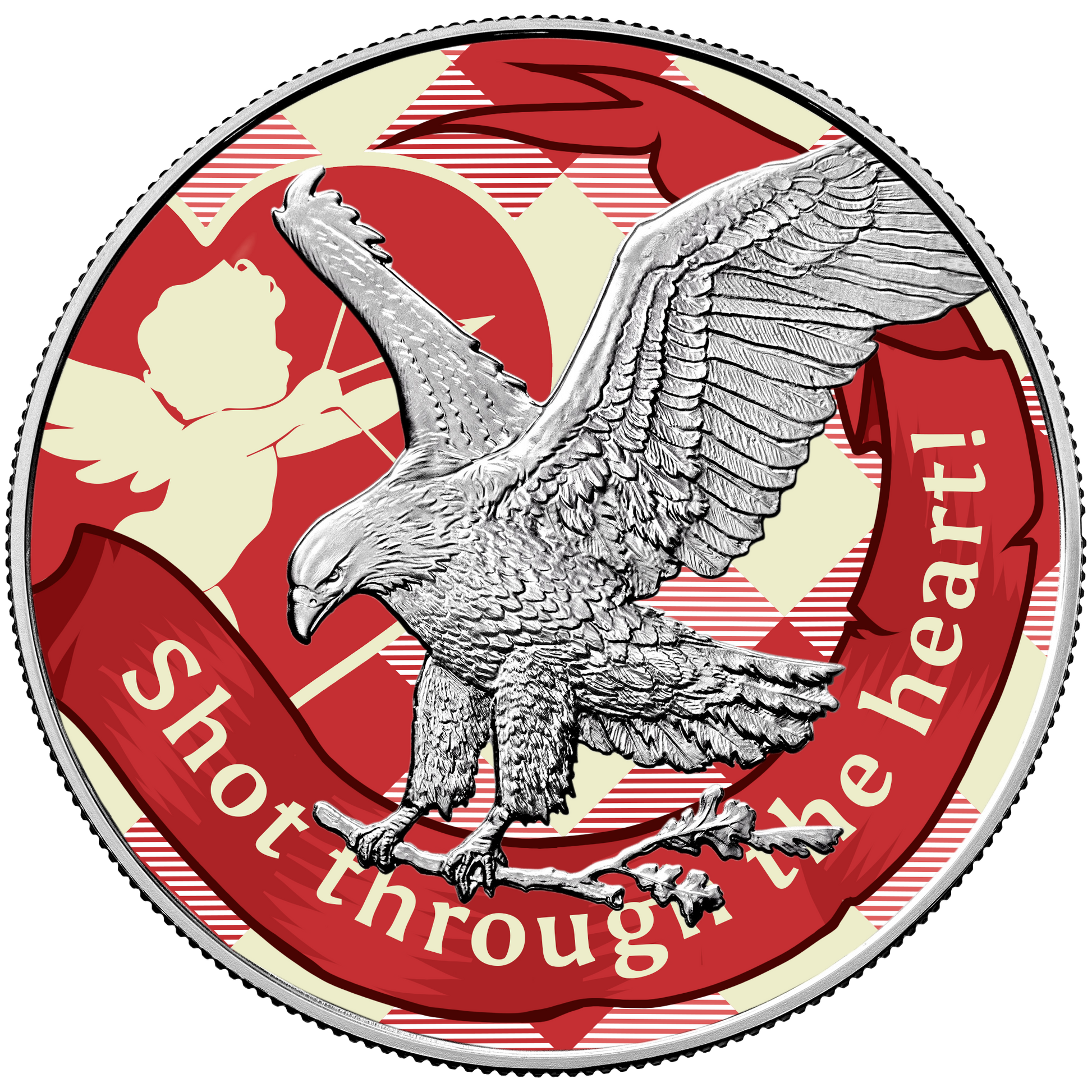2025 Chromatics Shot Through the Heart Valentine Day Silver Eagle - CoinsTV