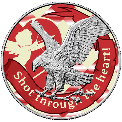 2025 Chromatics Shot Through the Heart Valentine Day Silver Eagle - CoinsTV